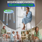 360 Grad drehbarer Duschhocker - Einsatz für Reha, Senioren und Familie; bequemes Sitzen beim Waschen und Pflegen.