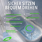 360 Grad drehbarer Duschhocker für Dusche und Wanne: rutschfest, stabil, 6-fach höhenverstellbar; Aluminium/PE, leicht (1,8 kg).