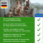 Duschhocker mit 360° Drehkomfort, für sicheres Sitzen & leichteres Drehen. 6-fach höhenverstellbar, bis 136 kg. Medizinprodukt Klasse I